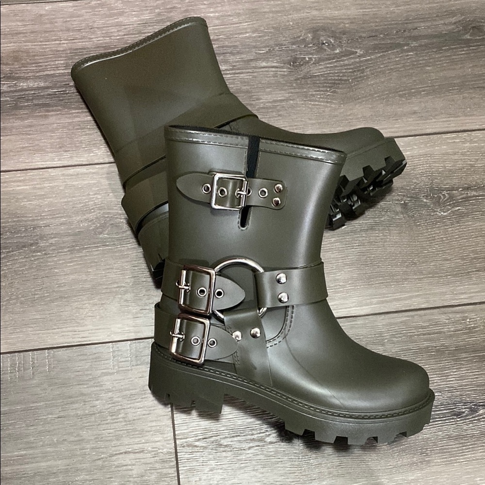 NWOT! Jeffrey Campbell Dripz Moto Rain Boot